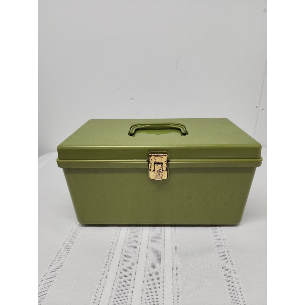 Wilson Wil-Hold Sewing Box With Tray Avocado Green Sewing Crafting Retro 1970s